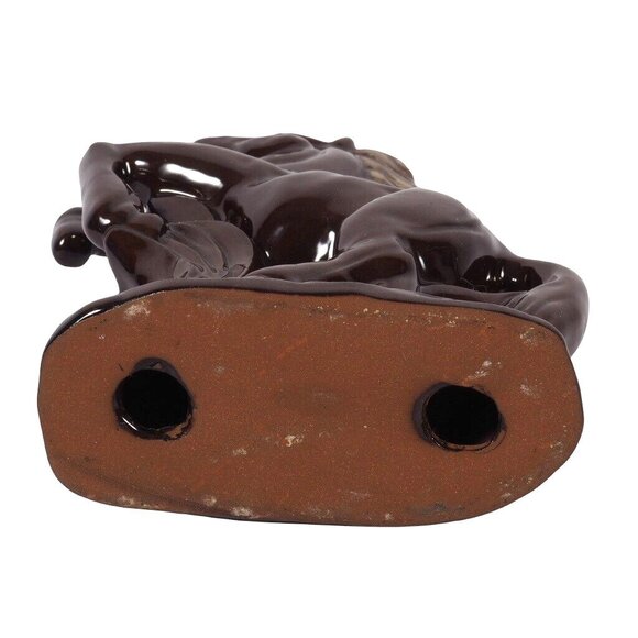 Vintage Ceramic Rearing Horse Figurine Dark Brown Home Decor Collectible - Picture 7 of 7